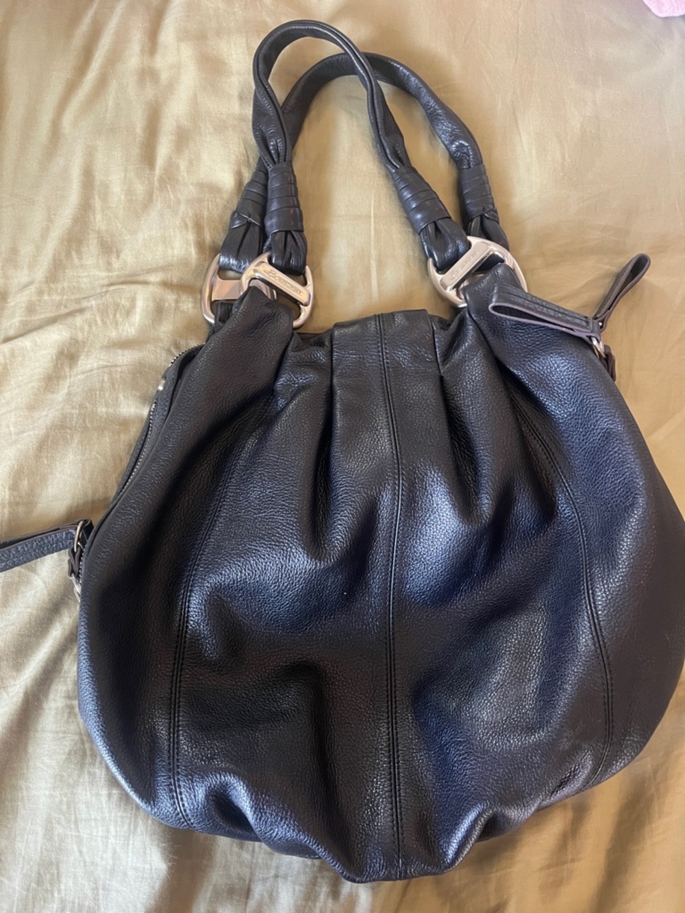 Black Leather Shoulder Bag - Unbranded Elegant Everyday Tote